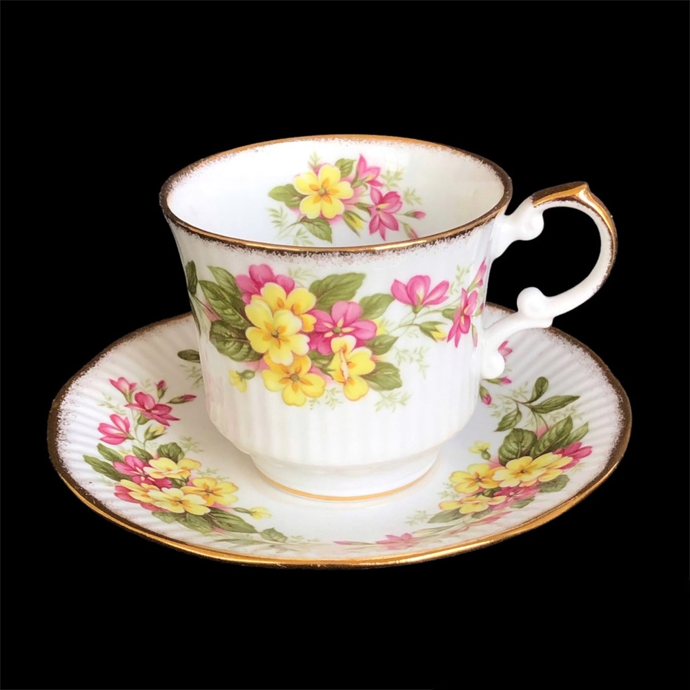 Royal Dover Bone China Tea Cup and Saucer Floral Gold Gilding England